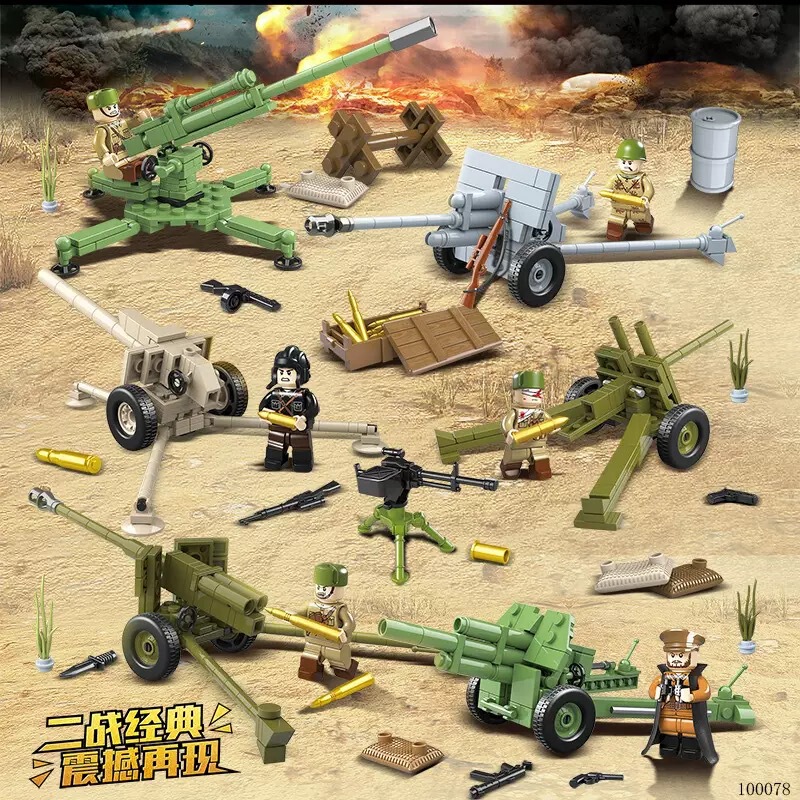 Cross-Border World War Ii Military Tank Building Blocks Soviet Artillery Vehicle Weapon Minifigure Equipment Assembly Toys Wholesale Gifts
