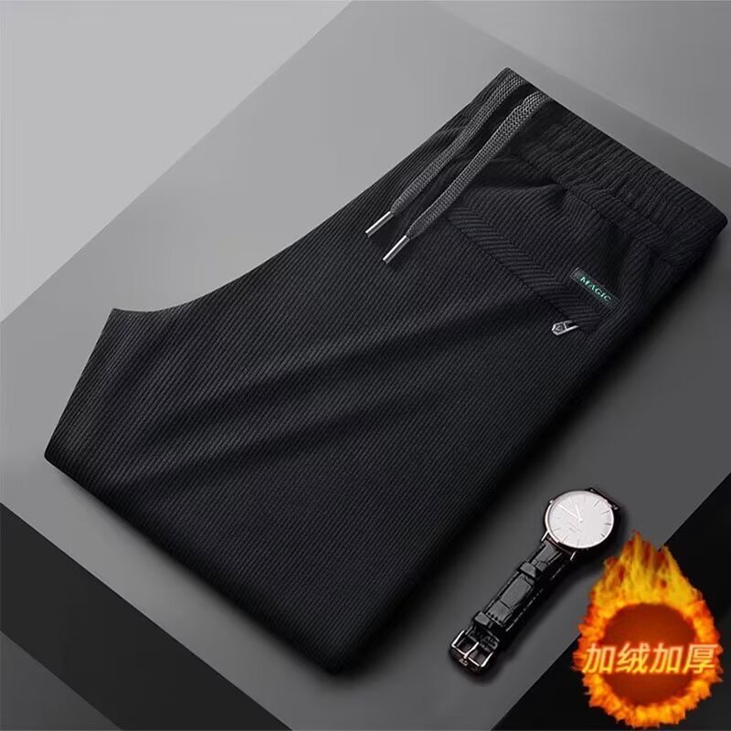 Pantalones de terciopelo dorado Pantalones deportivos para hombres pantalones de pana engrosada forrada de lana pantalones casuales sueltos rectos pantalones de pana para hombres