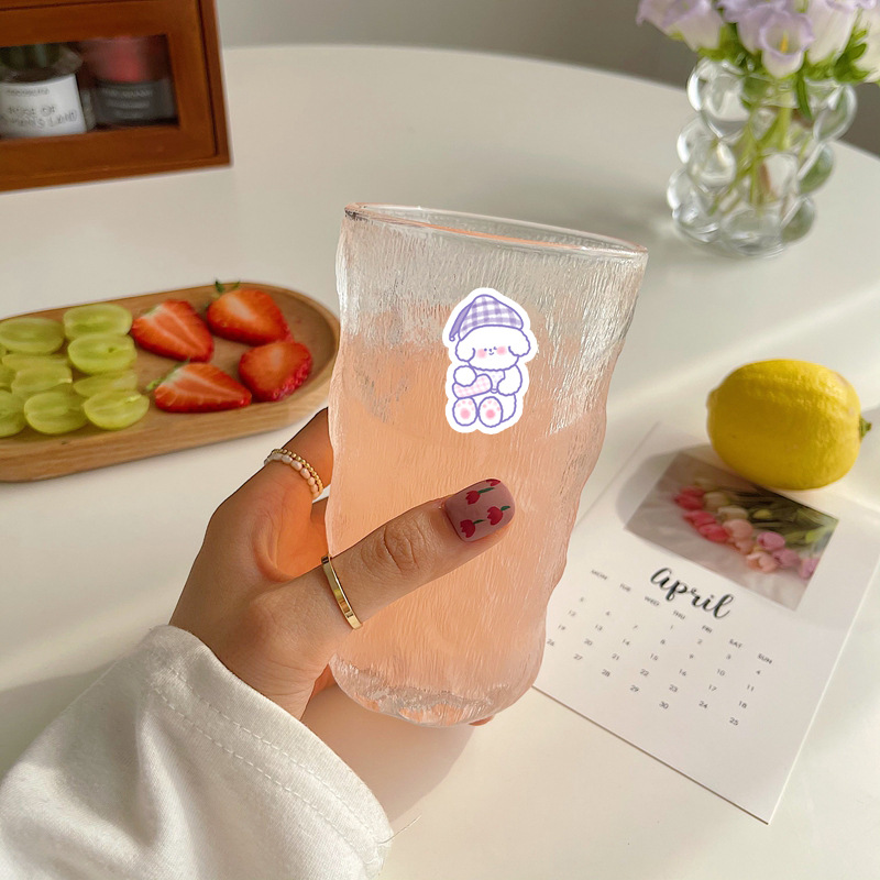 Caja del teléfono taza de agua marrón decorativo impermeable pegatinas inconsútiles ins lindo oso conejo emoji mano cuenta pegatinas