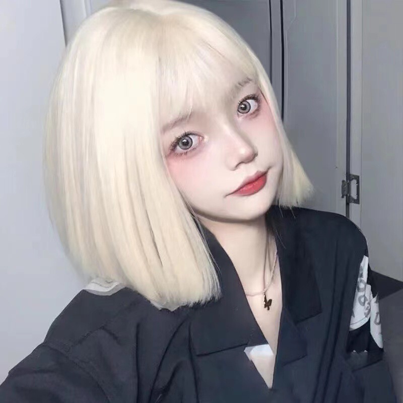 Short Hair Women's Wig Fashionable and Cute Bob Wig Natural and Realistic Breathable Rose Mesh Chemical Fiber Full Headgear Short Hair Women's Wig Fashionable and Cute Bob Wig Natural and Realistic Breathable Rose Mesh Chemical Fiber Full Headgear