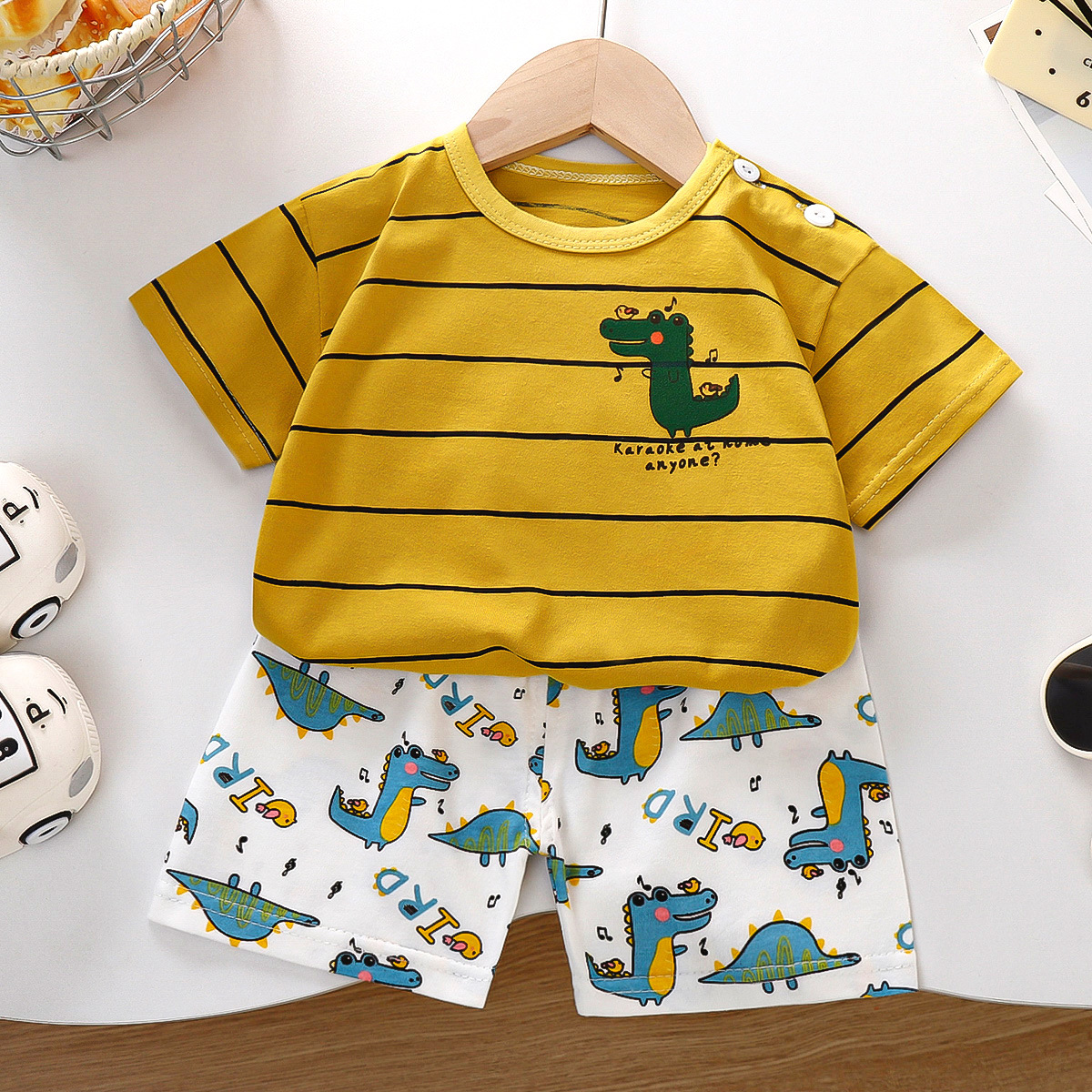 Set de mangas cortas para niños algodón verano nuevo estilo coreano pantalones cortos para niños delgados ropa de verano para niñas