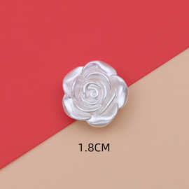 ABS带孔仿珍珠玫瑰花饰品配件diy奶油胶手机壳发夹项链材料E18
