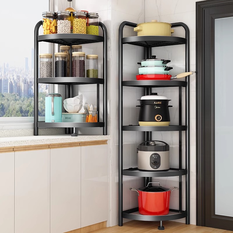 Kitchen Corner Storage Rack Household Multi-Layer Triangle Floor-Standing Bedroom Bathroom Bathroom Storage Rack Seasoning Three-Layer