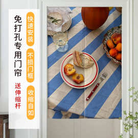 门帘韩国ins家居风棉麻布艺隔断帘卧室厨房厕所装饰遮挡帘半截帘