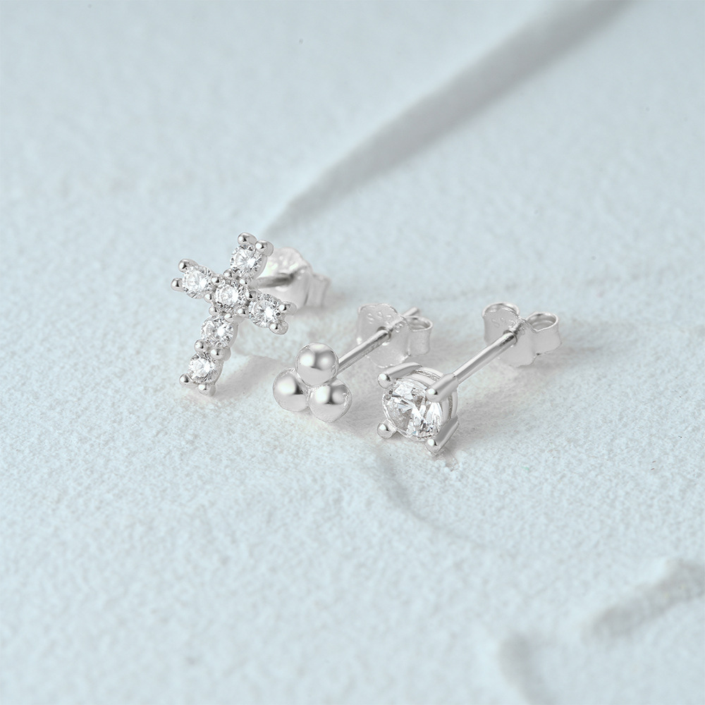3g Weight Ear Studs Classification 1 Set Quantity Daily Occasion 925 Sterling Silver Material Star, Butterfly Pattern Women's Gender Plating Design Simple Style Style 1 Set 925 Sterling Silver Star Butterfly Ear Studs 35