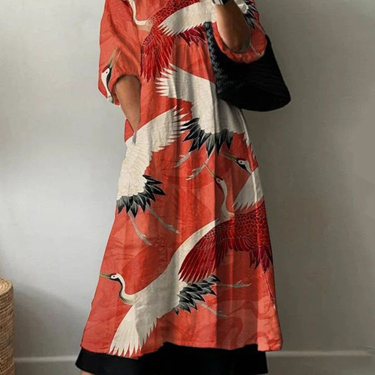 Women's Summer Loose Plus-Size Dress, Cross-Border Independent Site 3D Digital Print, Beach Vacation Style Casual Long Dress
