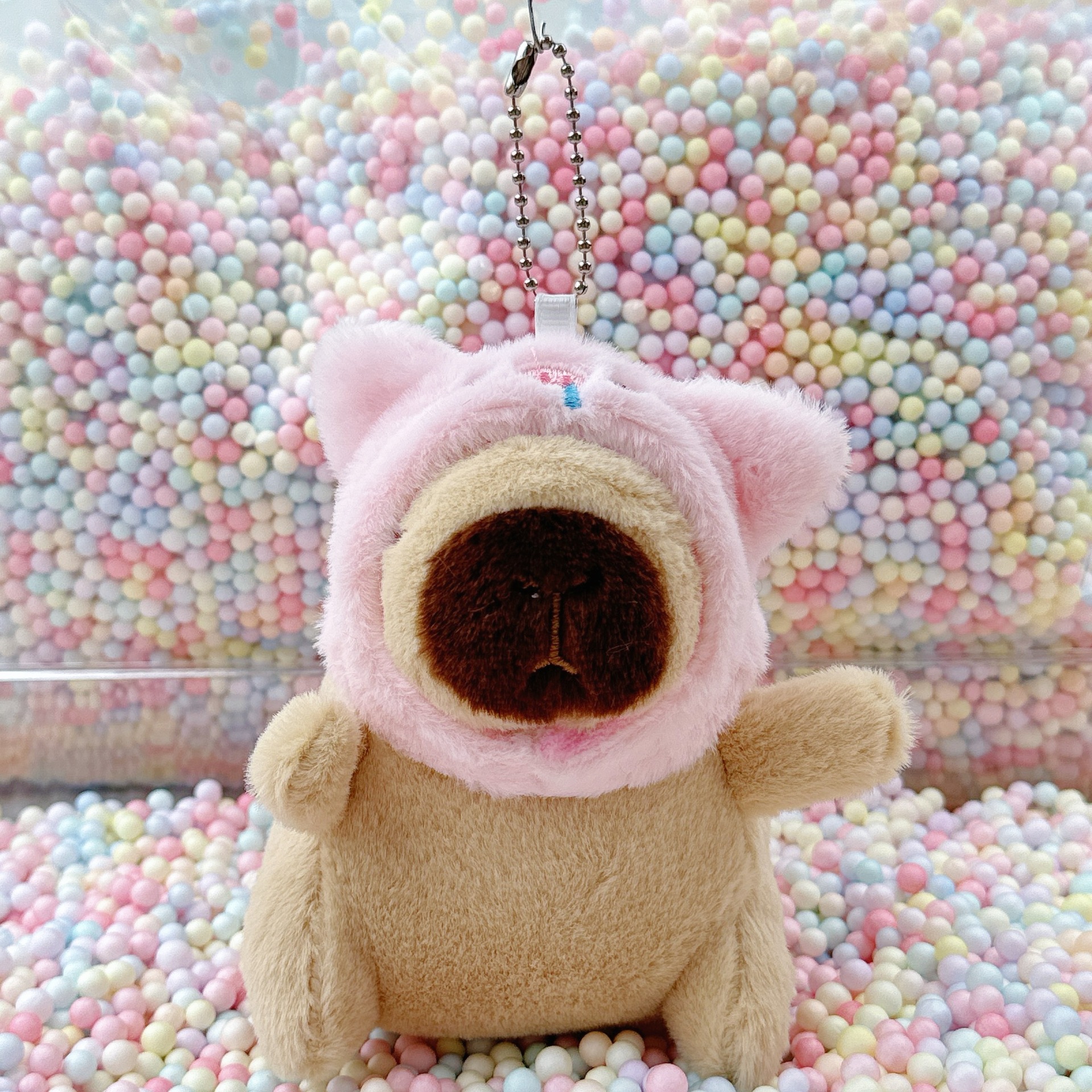 돼지 모자 라이트 브라운 카피발라 + 비즈 체인