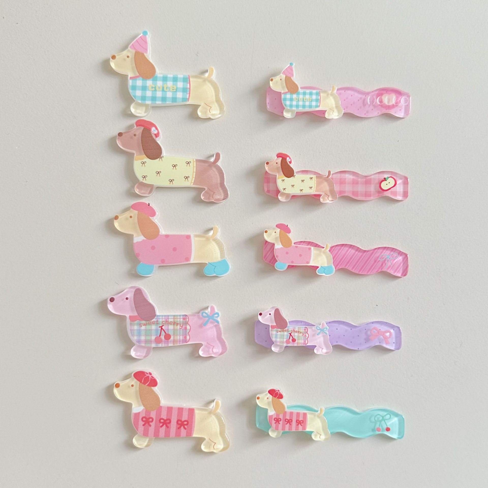긴 컬러 강아지 아크릴 액세서리 새로운 DIY 수제 전화 케이스 소재 가방 보석 만화 패치 신발 꽃