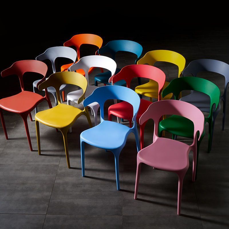 Plastic Dining Chair Thickened Widened Backrest Chair Nordic Style Household Commercial Sedentary Comfortable Extra-thick Casual Horn Chair