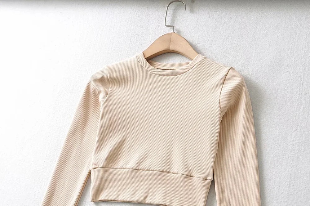 knitted solid color sports T-shirt NSAC26300