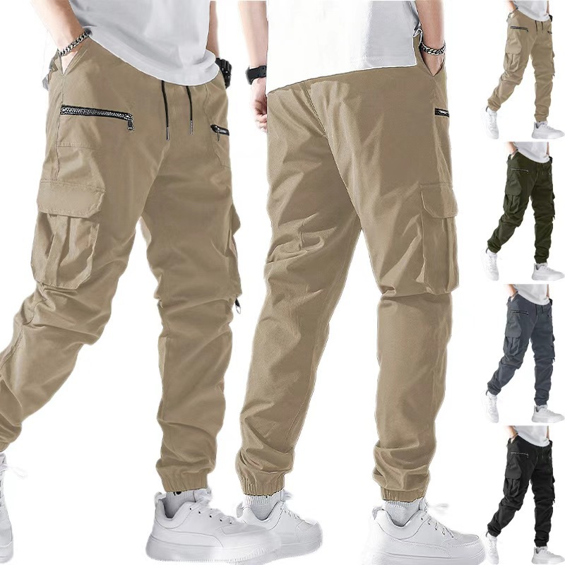 Autumn New Men's Jogger Cargo Pants Trendy Versatile Outdoor Multi-Pocket Pants Summer Thin Casual Sports Pants