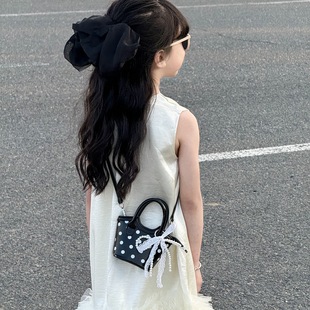 Trendy Children's Stylish Niche Polka Dot Mini Basket Handbag for Girls, New Summer Versatile Shoulder Crossbody Bag