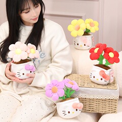 かわいい小さなサンリオ鉢植えの小さな花のぬいぐるみのぬいぐるみの女の子の子供の置物のプレゼント