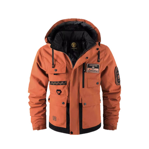 Men's Heavy Cotton Parka Outdoor Warm Cotton Jacket Winter Large Men's Hooded Coat Waterproof