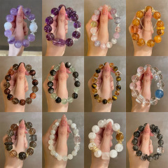 天然水晶ホワイトゴーストアメジストブレスレットライト高級ハイエンドアクアマリンホワイトクリスタルブレスレット女性のためのファッショナブルなハンドアクセサリー