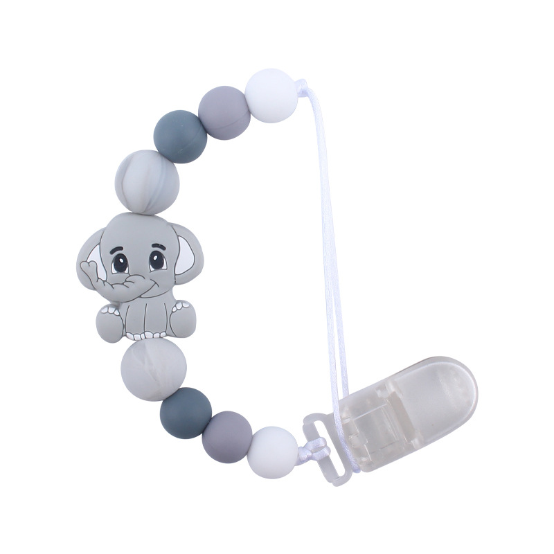 Bebé chupete cadena bebé creativo dibujos animados animal elefante silicona mordedura molar anti-gota cadena Nuevo