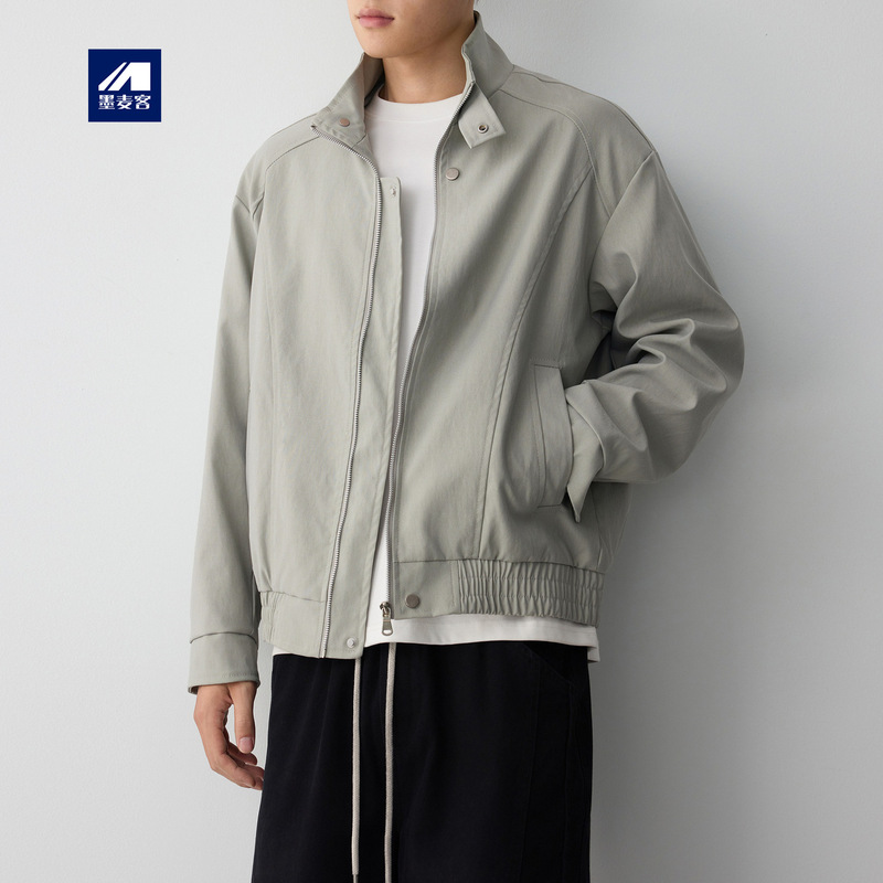 Momeike Men's High-Intelligence Commuting Stand-Up Collar Jacket, Men's 2026 Autumn New Metal Zipper Jacket 81732 Momeike Men's High-Intelligence Commuting Stand-Up Collar Jacket, Men's 2026 Autumn New Metal Zipper Jacket 81732