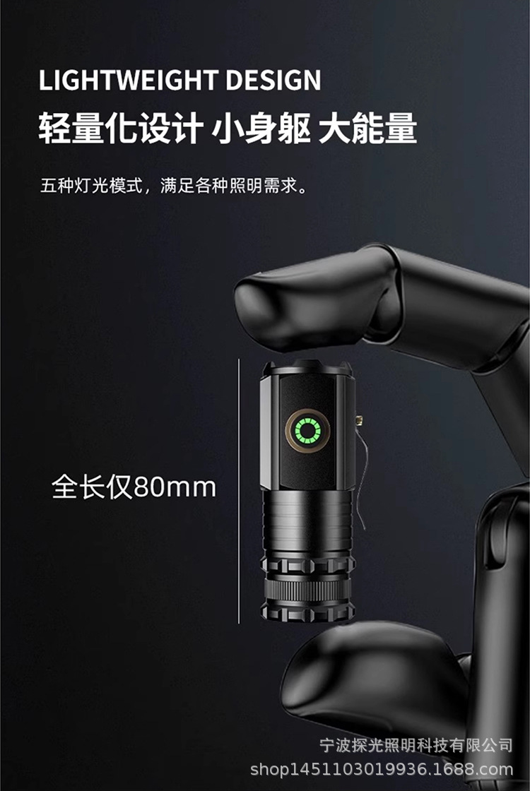 Tangguang Outdoor Strong Light Ultra-Bright Mini Household Magnetic Zoom Three-Eye Long-Range Small Portable Tactical Flashlight