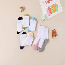 儿童学生袜四季款男女棉质中筒袜宝宝袜子拼色批发运动袜子