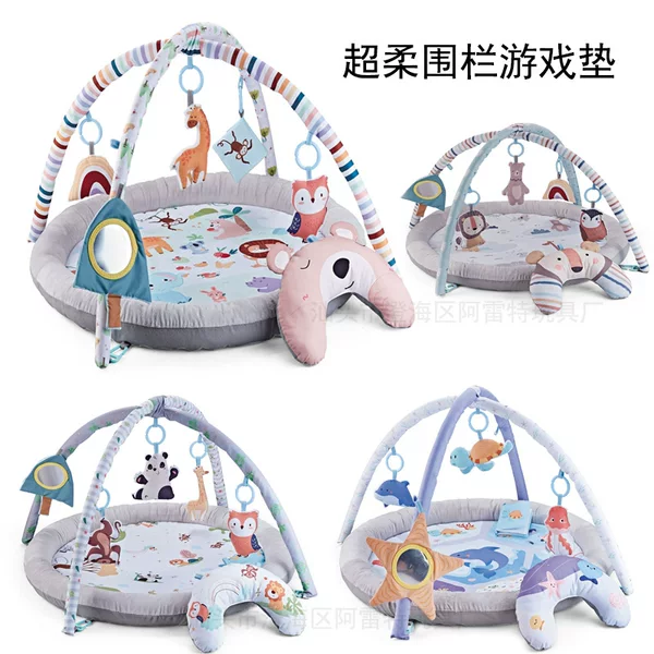 Baby Super Soft Fence Game Mat Crawling Mat Round with Pillow Early Education Educational Multi-Function