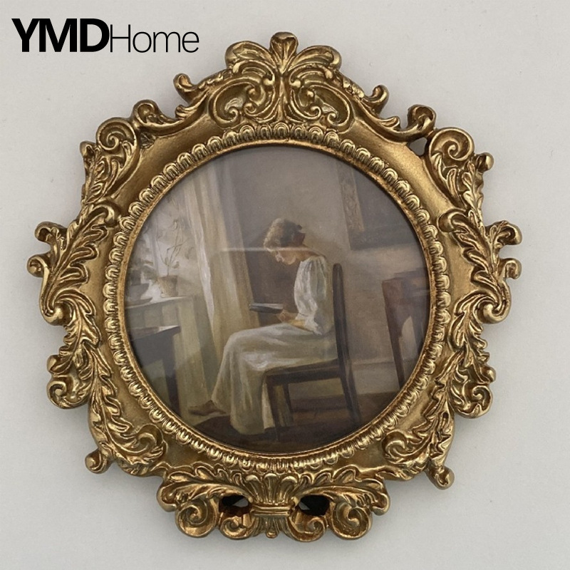 European-Style Retro Imitation Wood Customizable and Wholesaleable Resin Photo Frame Ornaments 6inch-12inch Wall-Mounted Wedding Photos