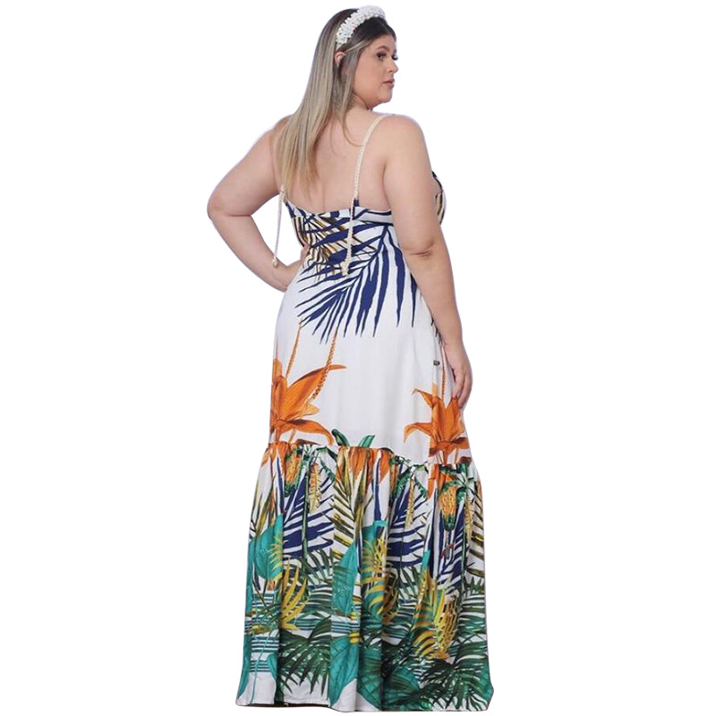 Strap Dress Elegant Halter Neck Sleeveless Printing Maxi Long Dress Daily display picture 6