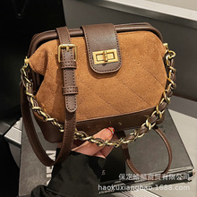 2025新款时尚百搭麂皮菱格链条包单肩小众女高级感单肩斜挎手提包