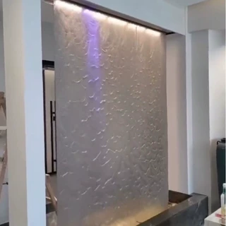 特色钢网水幕墙流水屏风网红水景开业景观招财流水墙酒店会所装饰