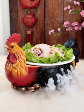 干冰餐具创意海鲜境金鸡个性吃鸡酒精加热意境火锅大公鸡盘子