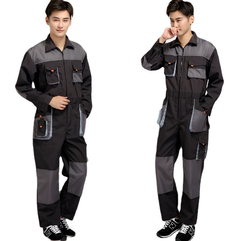 Work Overalls Coverall Suit, Gray One-Piece/Split Set, Multi-Pocket, Sizes S–4XL