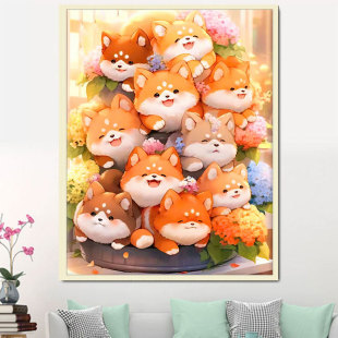 Bouquet dog cross stitch 2024 New thread embroidery living room bedroom hallway cartoon small handmade embroidery full embroidery
