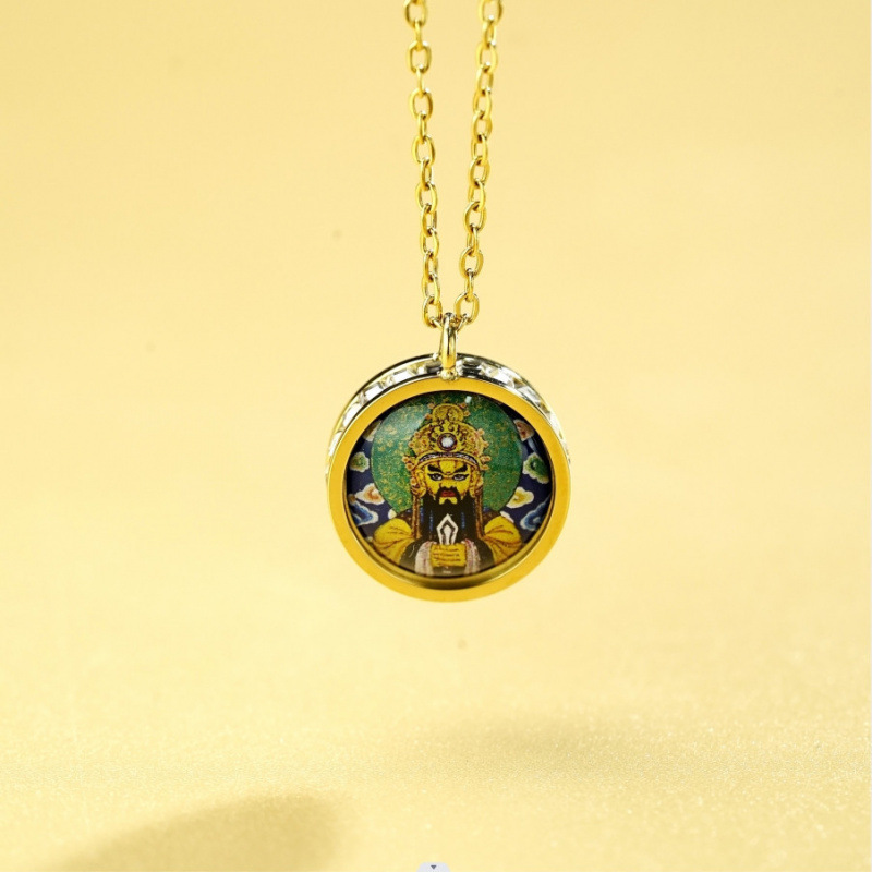 작은 완성 목걸이 길조 전송 미니 작은 THANGKA 펜던트 풍부한 티타늄 강철 재료 수호 성자 부적의 5 대 신