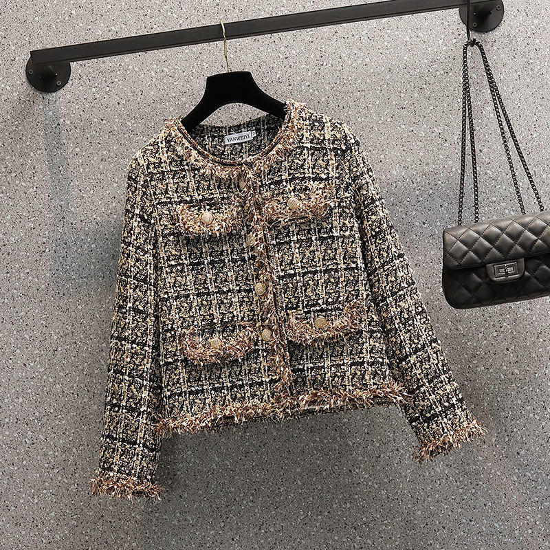 秋季套装女2025新款大码女装小香风外套女气质显瘦连衣裙子两件套|undefined