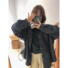 周木木apit2件包邮复古日系毛呢格子加厚男友风混搭长袖衬衫女24
