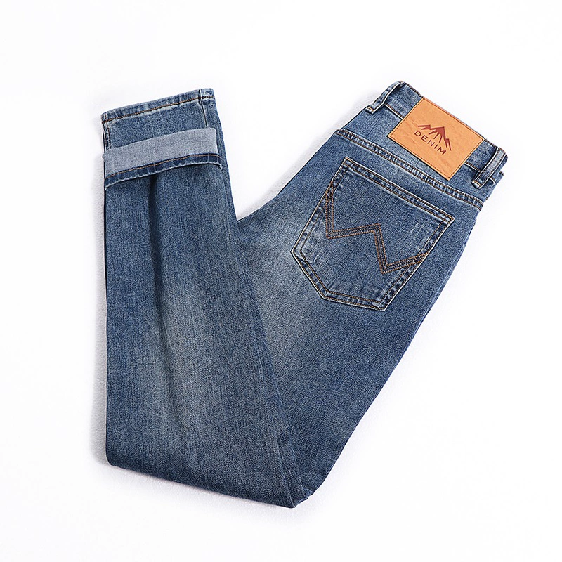 Высококачественные четыре сезона дикие стирая джинсы мужские плюс жир плюс большой размер эластичные маленькие прямые джинсы мужская внешняя торговля мужская одежда