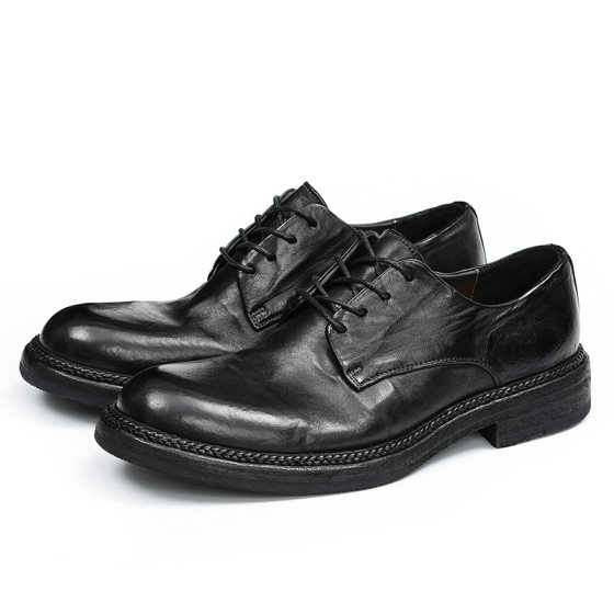 Goodyear High-end Scarce Genuine Leather Horse Leather Men's Shoes Business Leather Shoes Big Toe Shoes Leather Sole British Derby Shoes Men's Hair