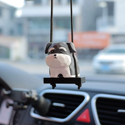 5 Wood Carving Wind Car hanging - schnauzer-wood-carving-style-car-pendant
