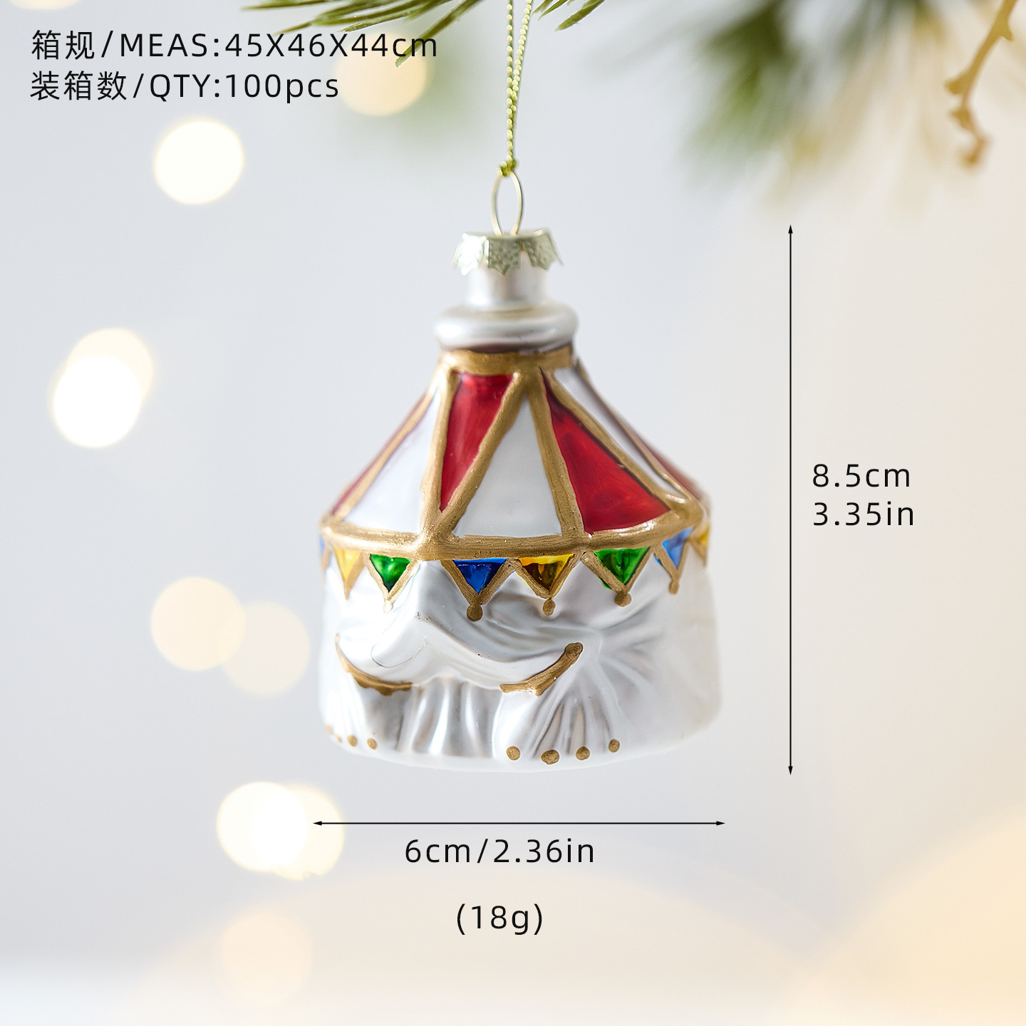 Nuevos productos transfronterizos de decoración de Navidad colgantes creativos de vidrio pintado colgantes de la atmósfera del diseño de escena