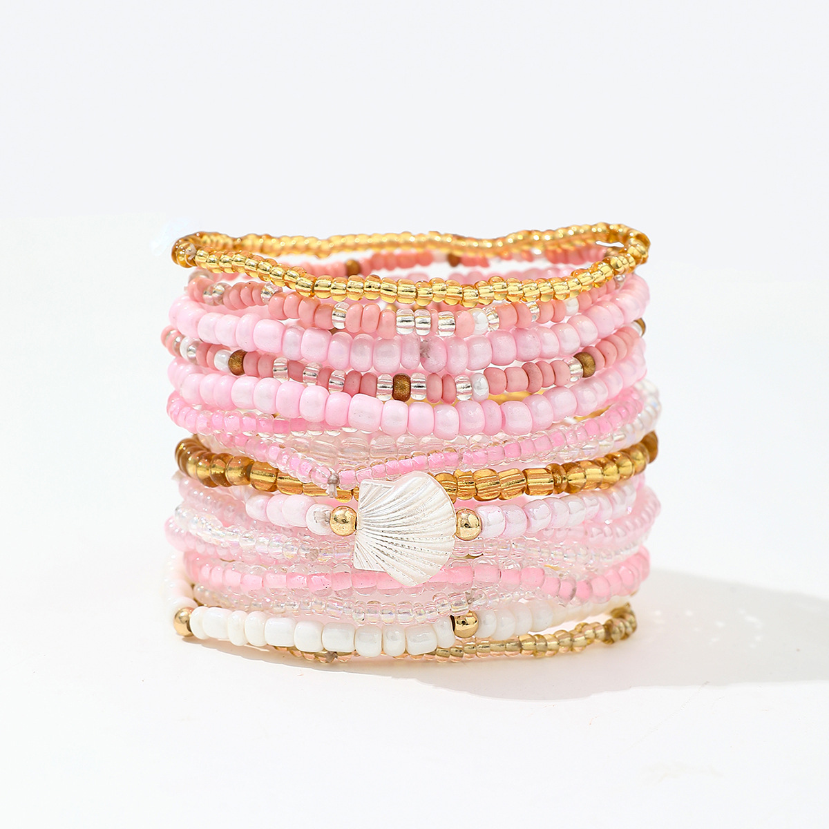 Bohemian Multi-layer Shell & Beaded Charm Bracelet For Women_voghion.com