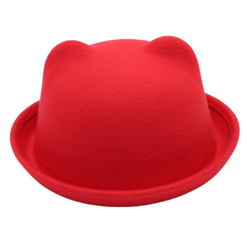 Kid's Adults Cute Simple Style Bear Solid Color Crimping Fedora Hat display picture 8