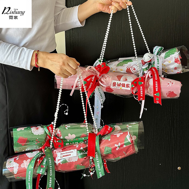 圣诞节挎包糖果包花纸卡通雪梨纸苹果花束包装纸内衬纸平安夜礼物