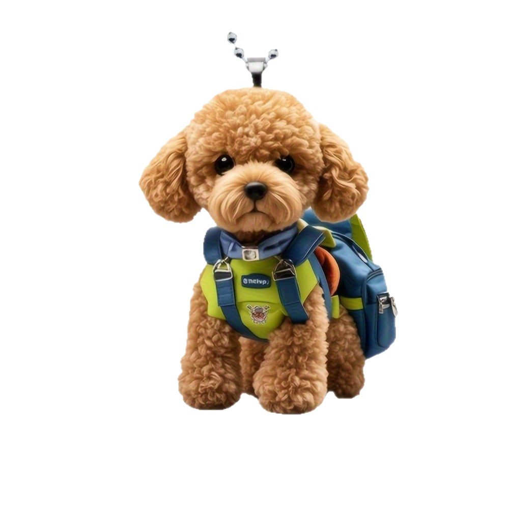 Nueva mochila colgante de Teddy acrílico plano transfronterizo espejo retrovisor interior decoración colgante de llaver image 5