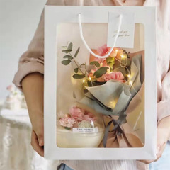 Transparent kitchen window bag, gift flower bag with open window bouquet, handshake gift bag, Qixi Valentine's Day decoration bag, wholesale