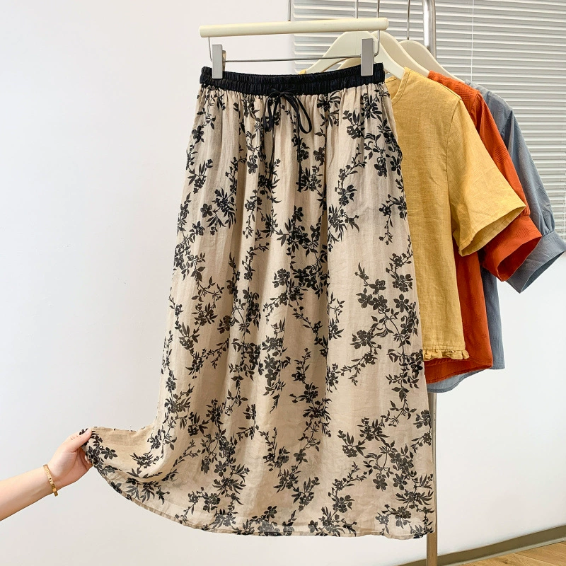 Хорошая ткань - летняя новая стильная универсальная юбка с принтом рами, 2025 г.