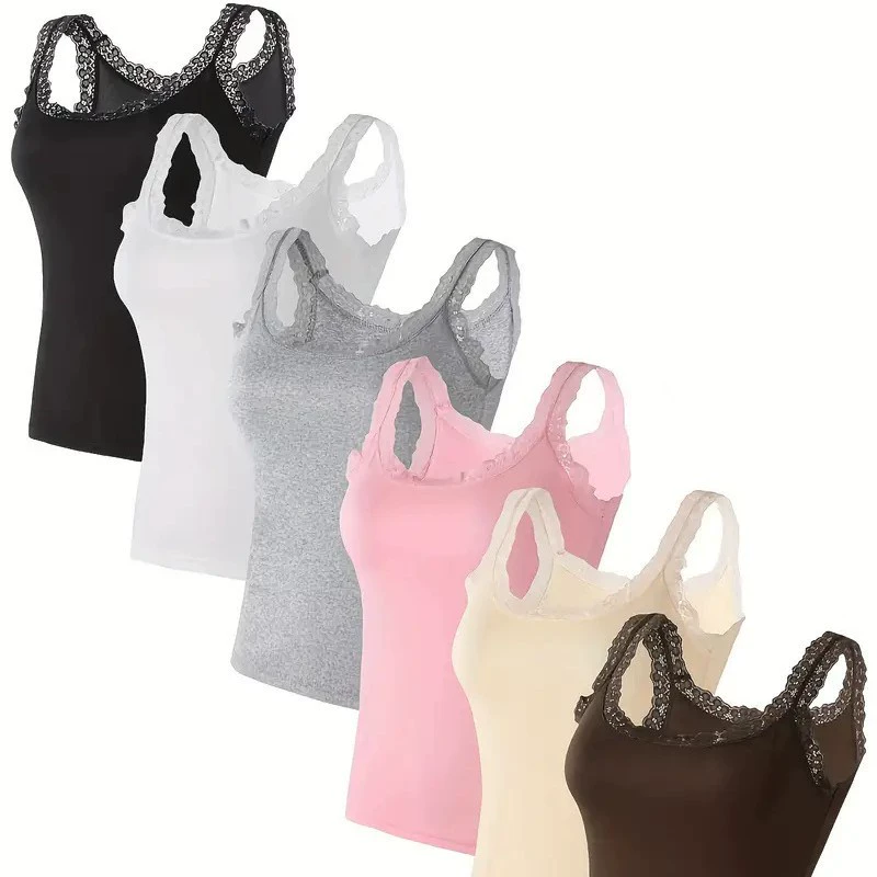 Модная кружевная майка для женщин, летняя высокоэластичная базовая рубашка больших размеров.