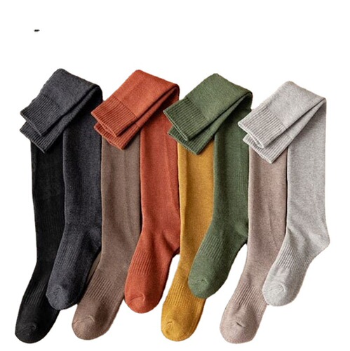 Fall/Winter Fleece-Lined, Thick Over-Knee Socks | Terry-Cloth Women's Long-Height Thickened Cotton Socks | Warm, High-Shot Streetwear & Preppy-Style College Socks