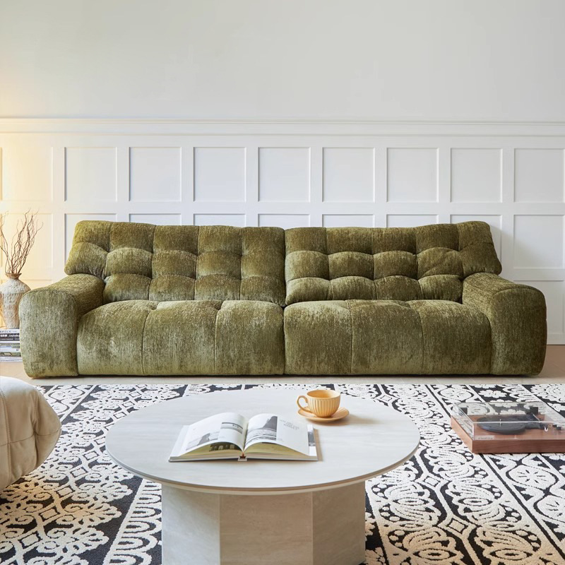 Gran oso negro sofá crema francesa plumón de alto nivel sofá perezoso de respaldo alto sofá sala de estar sofá recto