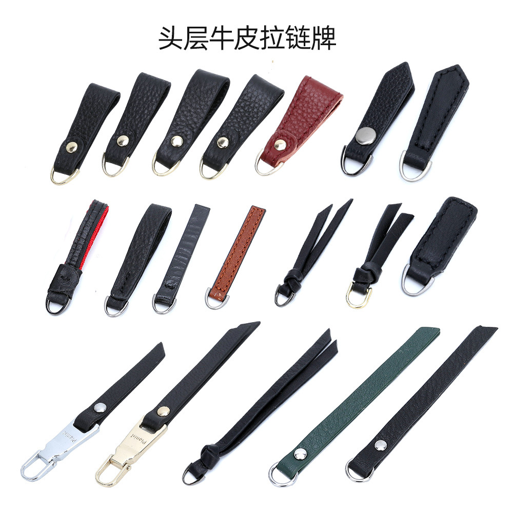 Zipper Leather Puller Bag Accessories Leather Leather Zipper Replacement Zipper Buckle Leather Strip Backpack Cowhide Puller