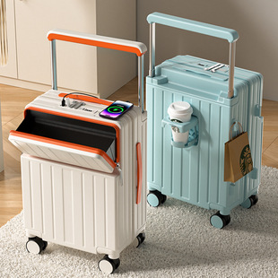 Factory wide pull rod suitcase female multi-function front opening 2024 new 20 inch boarding box password travel box