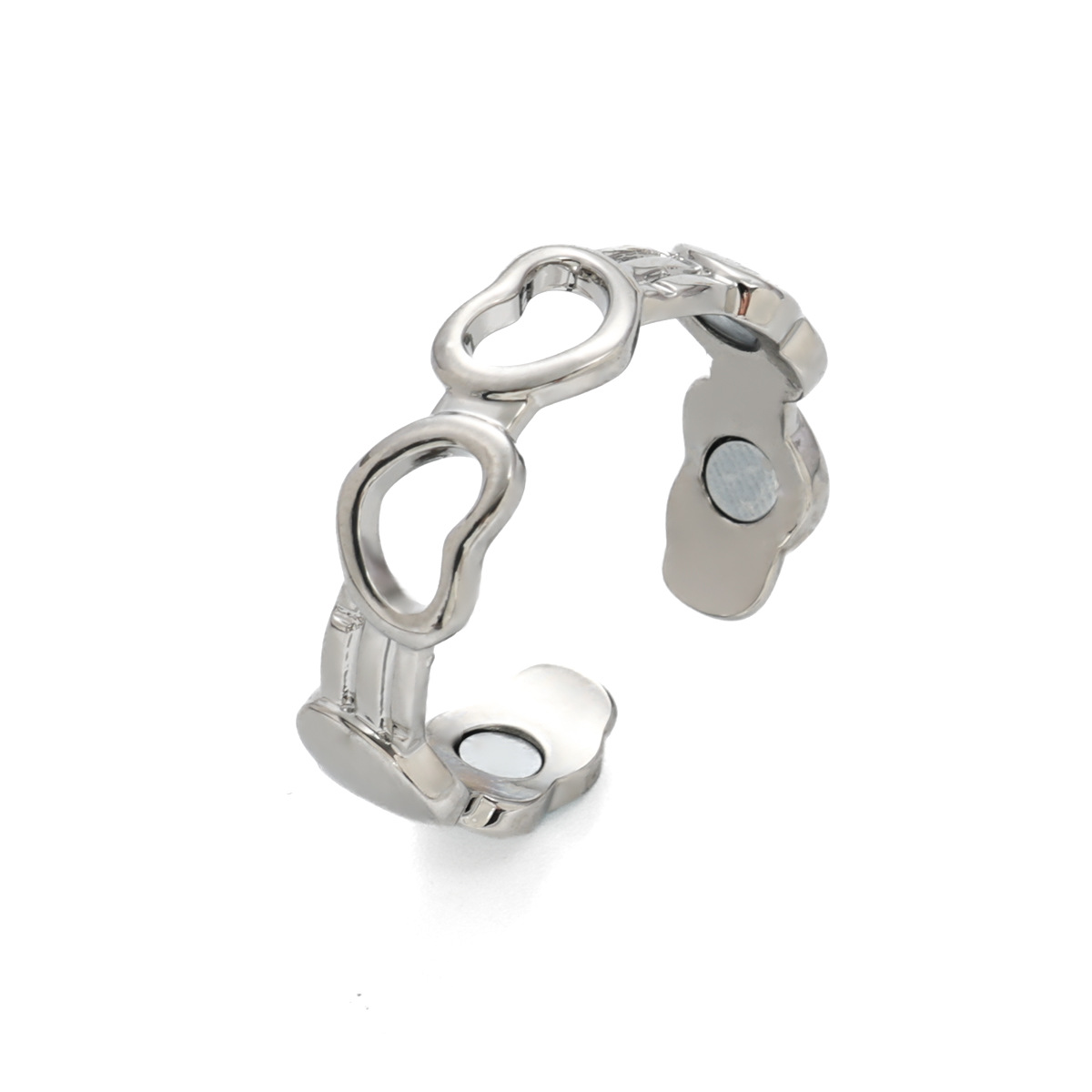Pulseras de pareja populares europeas y americanas, joyería de metal con superficie lisa, magnética, ajustable y de extremo abierto para hombres y mujeres.